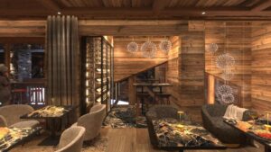 bar de l'hôtel M Lodge à Saint Martin de Belleville en Savoie