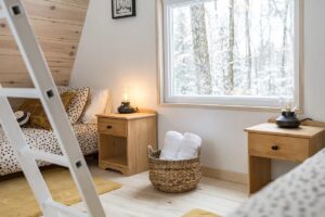 chambre pour les enfants avec lits jumeaux au 2ème étage du chalet Prunella