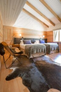 chambre lits jumeaux à l'hôtel Futangue au bord du lac Ranco