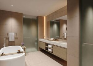 salle de bain des chambres de l'hôtel Sani Club