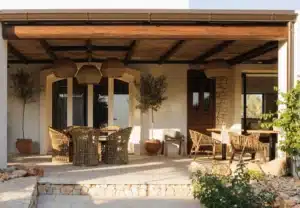 terrasse commune pour les petits déjeuner