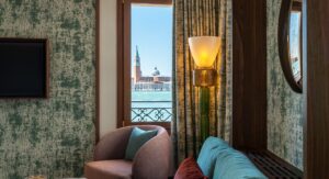 vue de la basilique depuis une chambre de l'hôtel Ca'di Dio à Venise