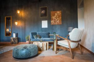 coin salon cosy et chaleureux dans une suite de l'hôtel Borgo Castello Panicaglia en Ombrie