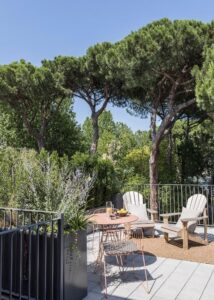 terrasse calme et reposante de l'Antica Dimore Le Misure hotel à Cervia en Italie
