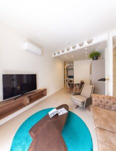 côté salon d'une des suites appartements de la Casa de Las Flores