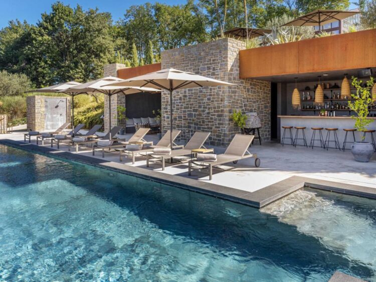 piscine extérieure avec son bar