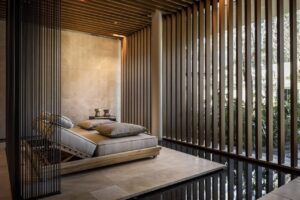 espace détente du spa avec vue sur le jardin