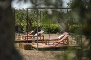 espace repos dans l'oliveraie de la Casa Badra, location vacances dans les Pouilles