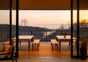 terrasse de la cuisine avec magnifique vue panoramique sur l'océan atlantique