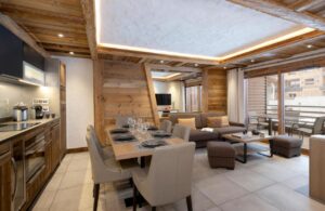 séjour d'un appartement de la résidence le Cristal de Jade à Chamonix-Mont-Blanc