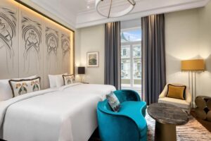 chambre d'hôtel à la décoration élégante au centre-ville de Budapest