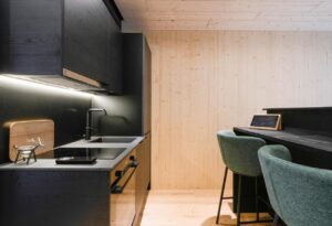 kitchenette dans un des lodges