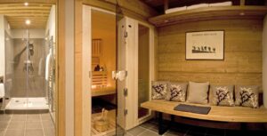 sauna privé dans chaque chalet de la résidence hôtelière Les Granges d'en Haut dans la station Les Houches