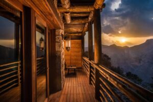 chambre avec terrasse et vue panoramique sur le ravin et les monts