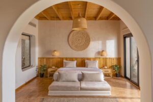 une des suites de l'hôtel de l'hôtel Benben By Dhara Hotels sur une île du Nil à proximité d'Assouan