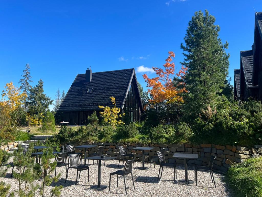 terrasse où peut se prendre le petit déjeuner à l'hôtel Slow Tatry Boutique Resort
