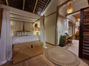 chambre dans un des spacieux bungalow de l'écolodge