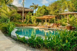 seconde piscine du lodge nichée dans la végétation