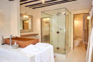 salle de douche ouverte sur la chambre