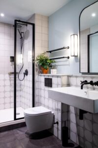 salle de douche d'un des studio de l'appart'hôtel