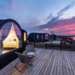 coucher de soleil sur le site Iglupark à Tallinn