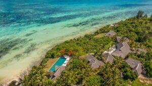 vue aérienne de l'hôtel Qambani Luxury Resort sur la péninsule de Michamvi au Zanzibar