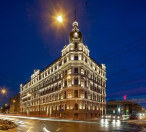 façade de la résidence Aparthotel Amela au centre de Riga en Lettonie
