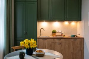 kitchenette équipée et moderne avec espace repas