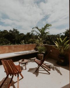 terrasse privée sur un toit à la chambre d'hôtes Galopina, ma pépite où dormir dans le Yucatán au Mexique