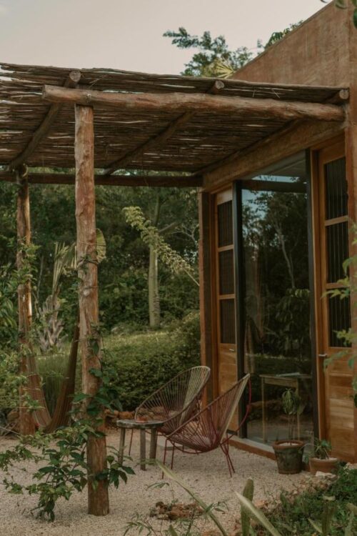 terrasse privée d'une chambre à la chambre d'hôtes Galopina, ma pépite où dormir dans le Yucatán au Mexique