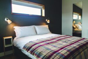 une des 3 chambres d'un lodge au Jog Lodges à John O'Groats