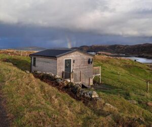 jolie vue panoramique sur la baie de Clashnessie depuis ce chalet à louer pour 2 personnes