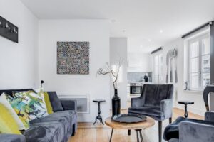 Salon cosy dans un appartement en location de vacances en Alsace