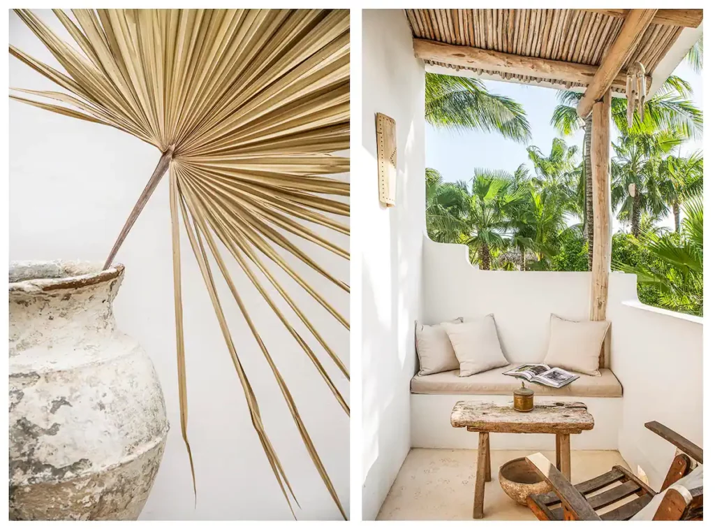 petite terrasse de l'appartement à louer holbox island casa impala au Mexique idéale pour le farniente et la lecture